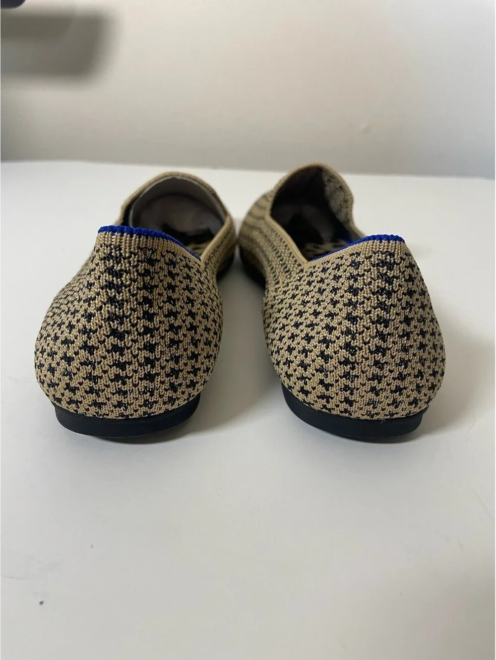Rothys The Loafer Gold Houndstooth Tan Black Washable Slip On Flats Sz 8 NWOB